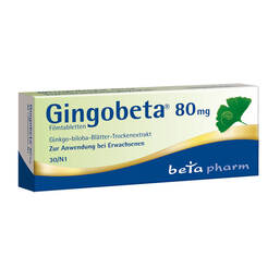 Abbildung: Gingobeta 80 mg Filmtabletten Filmtabletten, 30 St PZN 12461628