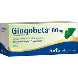 Abbildung: Gingobeta 80 mg Filmtabletten Filmtabletten, 60 St PZN 12461634