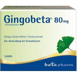 Abbildung: Gingobeta 80 mg Filmtabletten Filmtabletten, 120 St PZN 12461640