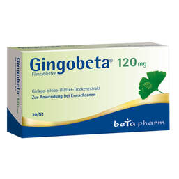 Abbildung: Gingobeta® 120 mg Filmtabletten Filmtabletten, 30 St PZN 12461657