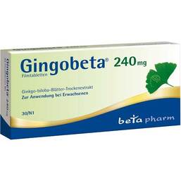 Abbildung: Gingobeta 240 mg Filmtabletten Filmtabletten, 30 St PZN 12461692