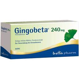 Abbildung: Gingobeta 240 mg Filmtabletten Filmtabletten, 60 St PZN 12461700