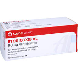 Abbildung: Etoricoxib AL 90 mg Filmtabletten 100 St, Filmtabletten PZN 12464489