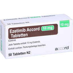 Abbildung: Ezetimib Accord 10 mg Tabletten 50 St, Tabletten PZN 12469417