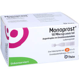 Abbildung: Monoprost 50 Mikrogramm / ml Augentropfenin Einzeldosen 30X0.2 ml, Einzeldosispipetten PZN 12470840