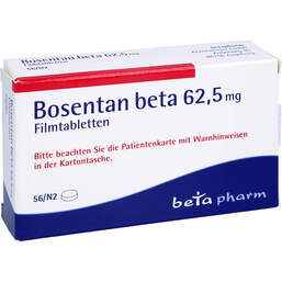 Abbildung: Bosentan beta 62,5 mg Filmtabletten 56 St, Filmtabletten PZN 12471147