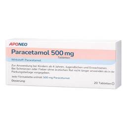 Abbildung: Aponeo Paracetamol-Tabletten 500 mg 20 St, Tabletten PZN 12472365