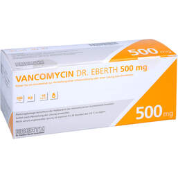 Abbildung: Vancomycin Dr. Eberth 500mg P.z.H.einer Infusion / L.zum Einnehmen 10 St, Trockensubstanz ohne Lösu PZN 12472460