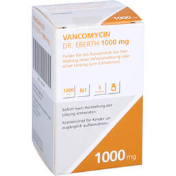 Abbildung: Vancomycin Dr. Eberth 1000mg P.z.H.einer Infusion / L.zum Einnehmen 1 St, Trockensubstanz ohne Lösu PZN 12472477