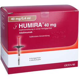 Abbildung: Humira 40 mg / 0,4 ml Injektionslösung in Fertigspritze  6 St, Injektionslösung PZN 12472595