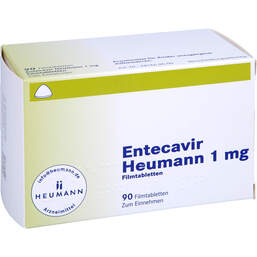 Abbildung: Entecavir Heumann 1 mg Filmtabletten 90 St, Filmtabletten PZN 12475139
