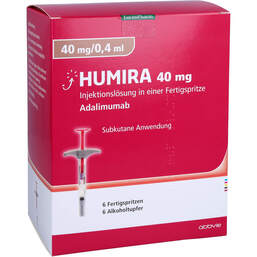 Abbildung: Humira 40 mg / 0,4 ml Injektionslösung in Fertigspritze  6 St, Injektionslösung PZN 12478126
