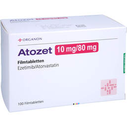 Abbildung: Atozet 10 mg / 80 mg Filmtabletten 100 St, Filmtabletten PZN 12478161