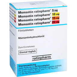 Abbildung: Memantin-ratiopharm 5 mg / 10 mg / 15 mg / 20 mg 28 St, Filmtabletten PZN 12480175