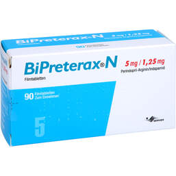 Abbildung: Bipreterax N 5 mg / 1,25 mg Filmtabletten 90 St, Filmtabletten PZN 12482961