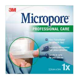Abbildung: Micropore Vliespflaster 2,5 cmx5 m weiß 1530NP-1S 1 St, Pflaster PZN 12483067