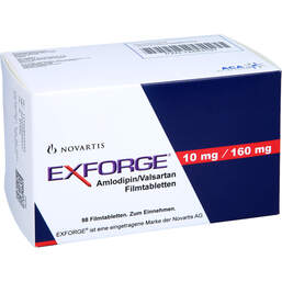 Abbildung: Exforge 10 mg / 160 mg Filmtabletten 98 St, Filmtabletten PZN 12483191