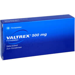 Abbildung: Valtrex 500 mg Filmtabletten 10 St, Filmtabletten PZN 12486278