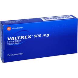 Abbildung: Valtrex 500 mg Filmtabletten 42 St, Filmtabletten PZN 12486284