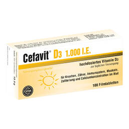 Abbildung: Cefavit D3 1.000 I.E. Filmtabletten 100 St, Filmtabletten PZN 12490009