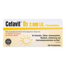 Abbildung: Cefavit D3 2.000 I.E. Filmtabletten 100 St, Filmtabletten PZN 12490044