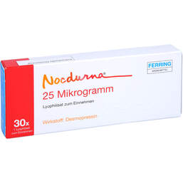 Abbildung: Nocdurna 25 Mikrogramm Lyophilisat zum Einnehmen 30 St, Sublingualtabletten PZN 12511415
