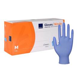 Abbildung: Abena Nitril U.Hands.Classic unste.pu.frei M blau 150 St, Handschuhe PZN 12519747