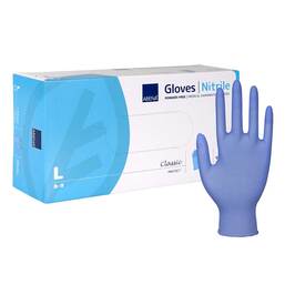 Abbildung: Abena Nitril U.Hands.Classic unste.pu.frei L blau 150 St, Handschuhe PZN 12519776