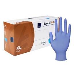 Abbildung: Abena Nitril U.Hands.Classic unste.pu.frei XL blau 150 St, Handschuhe PZN 12519799