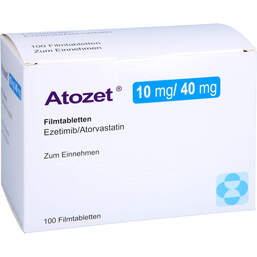 Abbildung: Atozet 10 mg / 40 mg Filmtabletten 100 St, Filmtabletten PZN 12520383