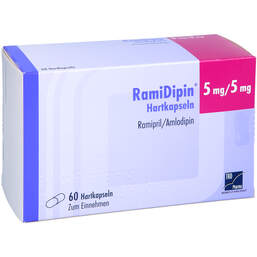 Abbildung: Ramidipin 5 mg / 5 mg Hartkapseln 60 St, Hartkapseln PZN 12520489