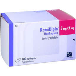 Abbildung: Ramidipin 5 mg / 5 mg Hartkapseln 100 St, Hartkapseln PZN 12520495