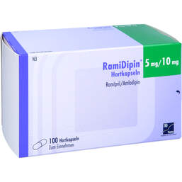 Abbildung: Ramidipin 5 mg / 10 mg Hartkapseln 100 St, Hartkapseln PZN 12520555
