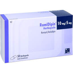 Abbildung: Ramidipin 10 mg / 5 mg Hartkapseln 50 St, Hartkapseln PZN 12520578