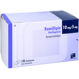 Abbildung: Ramidipin 10 mg / 5 mg Hartkapseln 100 St, Hartkapseln PZN 12520590