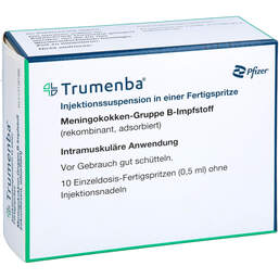 Abbildung: Trumenba 0,5 ml Injektionssuspen.in einer Fertigspritze 10 St, Injektionssuspension PZN 12521750