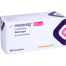 Abbildung: Moventig 25 mg Filmtabletten 90 St, Filmtabletten PZN 12526523
