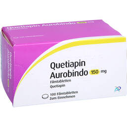 Abbildung: Quetiapin Aurobindo 150 mg Filmtabletten 100 St, Filmtabletten PZN 12530967