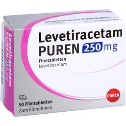 Abbildung: Levetiracetam Puren 250 mg Filmtabletten 50 St, Filmtabletten PZN 12532038