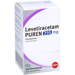 Abbildung: Levetiracetam Puren 250 mg Filmtabletten 200 St, Filmtabletten PZN 12532050
