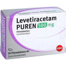 Abbildung: Levetiracetam Puren 500 mg Filmtabletten 50 St, Filmtabletten PZN 12532067