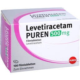 Abbildung: Levetiracetam Puren 500 mg Filmtabletten 100 St, Filmtabletten PZN 12532073