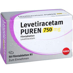 Abbildung: Levetiracetam Puren 750 mg Filmtabletten 50 St, Filmtabletten PZN 12532104