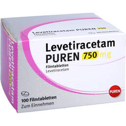 Abbildung: Levetiracetam Puren 750 mg Filmtabletten 100 St, Filmtabletten PZN 12532110
