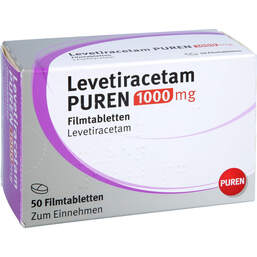 Abbildung: Levetiracetam Puren 1.000 mg Filmtabletten 50 St, Filmtabletten PZN 12536817