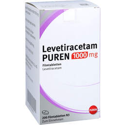 Abbildung: Levetiracetam Puren 1.000 mg Filmtabletten 200 St, Filmtabletten PZN 12536846
