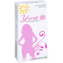 Abbildung: Yiznell 20 0,02 mg / 3 mg Filmtabletten 1X21 St, Filmtabletten PZN 12541528