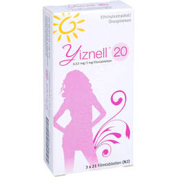 Abbildung: Yiznell 20 0,02 mg / 3 mg Filmtabletten 3X21 St, Filmtabletten PZN 12541534