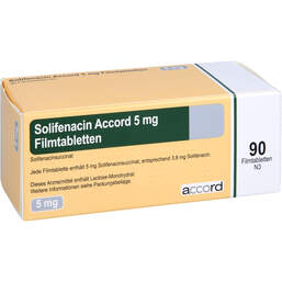 Abbildung: Solifenacin Accord 5 mg Filmtabletten 90 St, Filmtabletten PZN 12544484