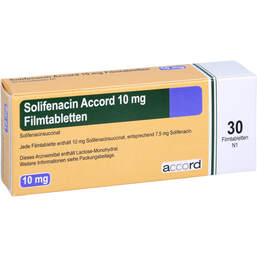 Abbildung: Solifenacin Accord 10 mg Filmtabletten 30 St, Filmtabletten PZN 12544490